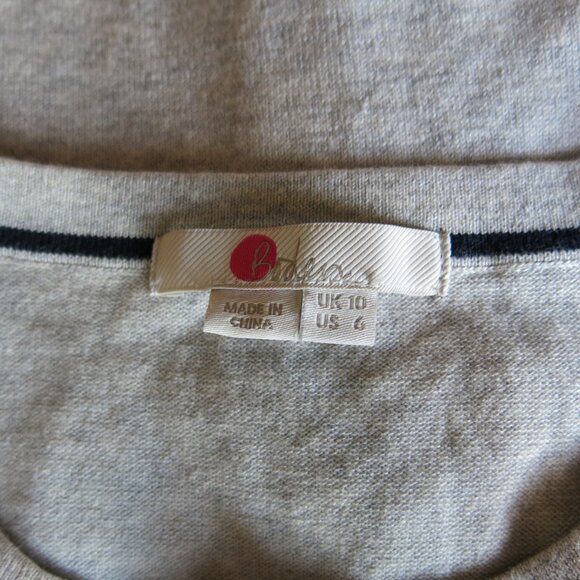 Boden Floral Colorful Rhinestones Buttons Grey Cotton Blend Chic Cardigan Size 6 - Picture 8 of 10